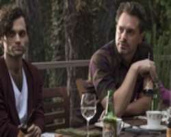 Penn Badgley consuming alcohol